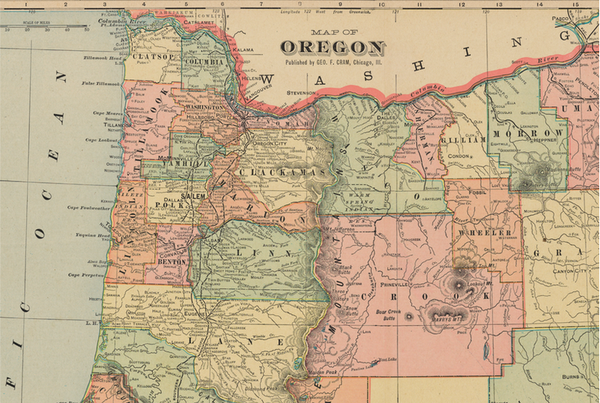 Map of Oregon, c. 1900