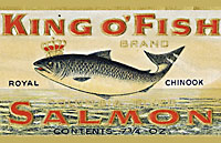 &ldquo;King o&rsquo; Fish&rdquo; BrandSalmon Can Label Mss 1102-1