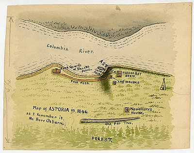 "Map of Astoria in 1846, as I remember it."