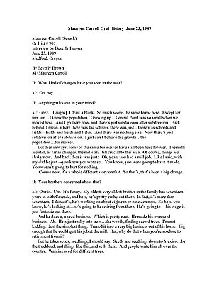 Maureen Carroll's Oral History