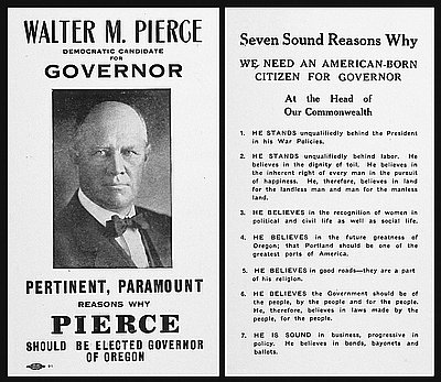 Walter Pierce Democratic Candidate for Governor, 1918