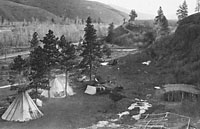 Two Teepees &amp; a Stock Lean-to Umatilla Reservation Leeander Moorhouse Photo OrHi 93315