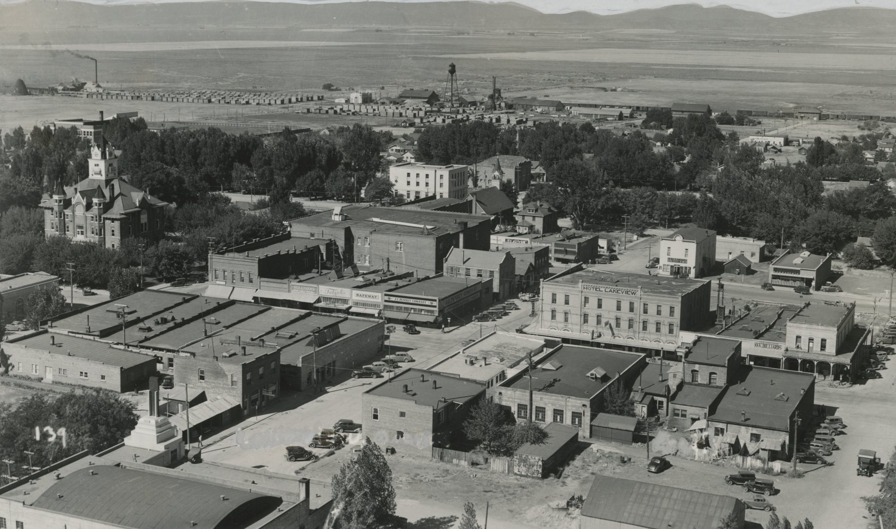 Lumber mill at the edge of town; Lakeview, Lake County c. 1939