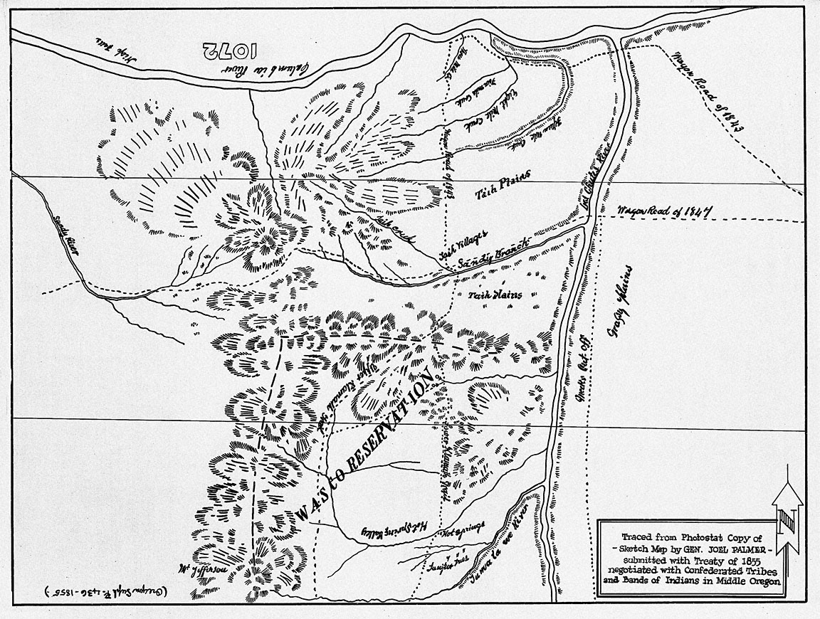 Wasco (Warm Springs) Reservation Map, 1855 // OrHi 103694