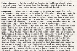 5.	Oral History for Celia Dominguez Mariscal, 1994