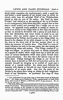This excerpt from the journal of Meriwether Lewis describes the Corps of Discovery's encounter with the Walla Walla Indians and their headman Yelleppit.