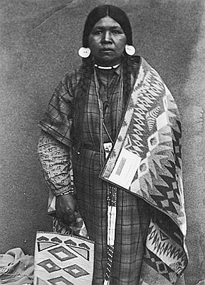 Indian Woman with Pendleton Blanket