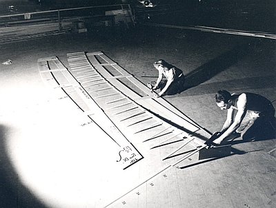 Workers build patterns at Oregon Shipbuilding Corp., c.1943
